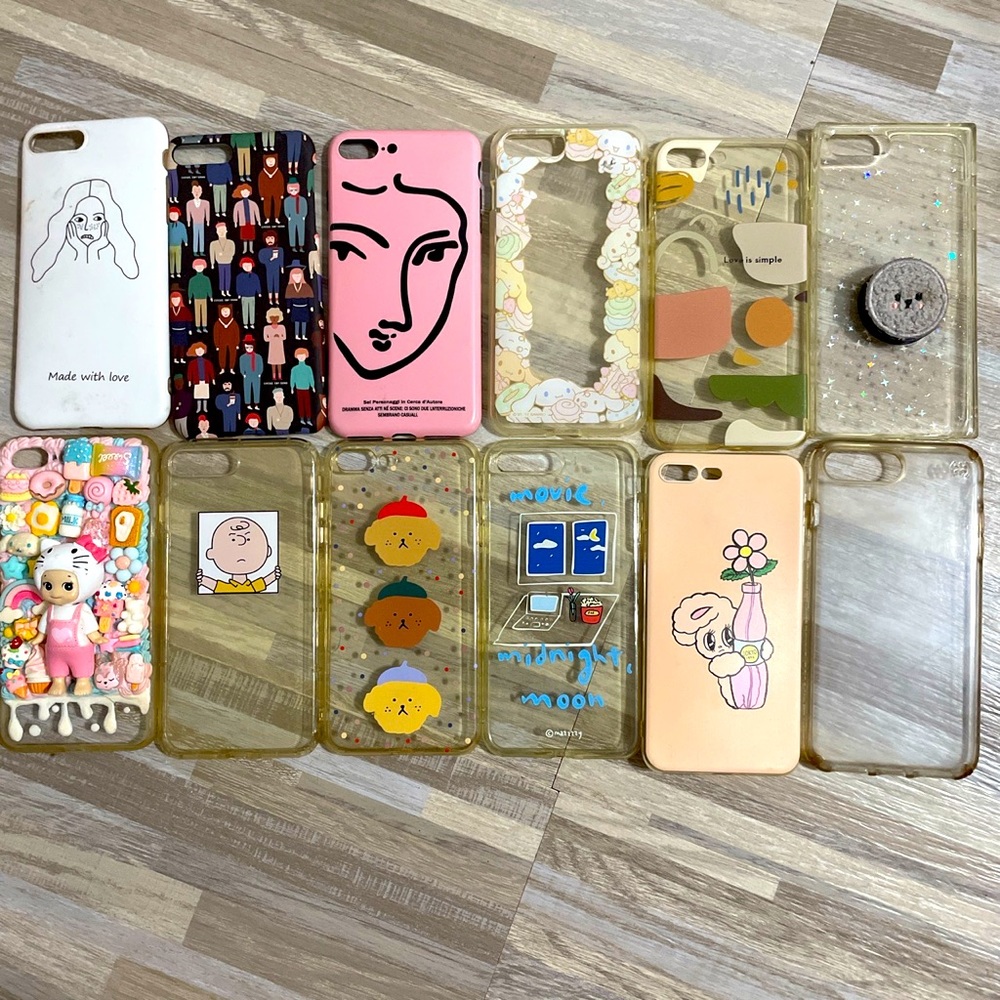 LOT of 12 iPhone 8 Plus cases/covers! Artsy, kewpie, deco
